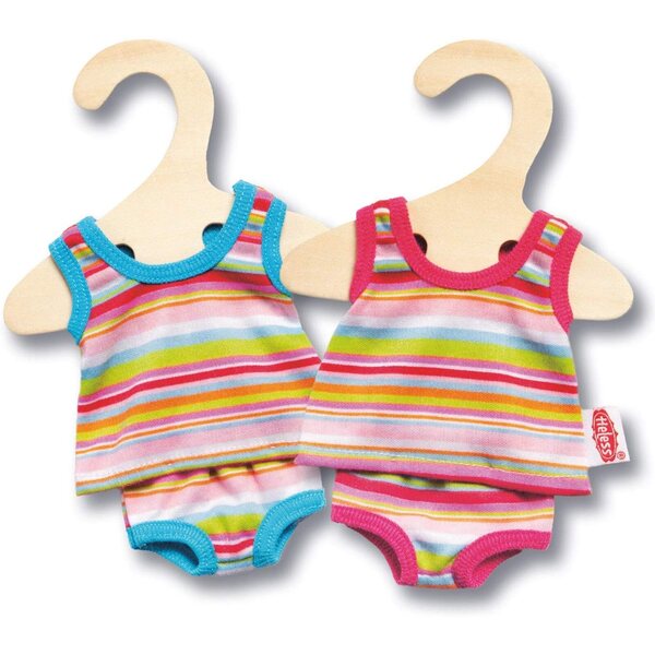 Heless Unterwäsche-Set für Puppen 20–25 cm mit blau oder rosa gestreifter Weste und Slip