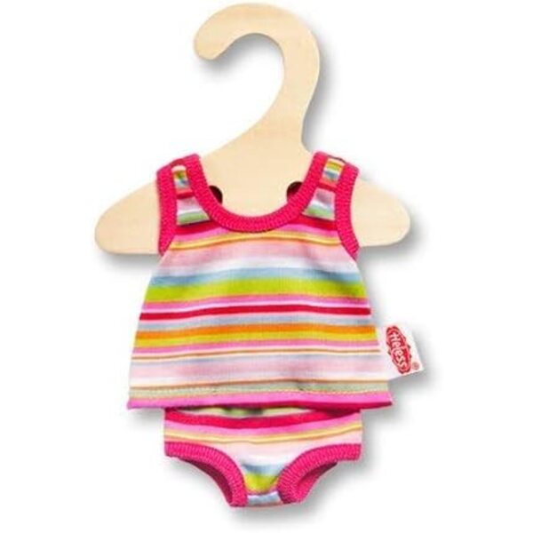 Heless Unterwäsche-Set für Puppen 20–25 cm mit blau oder rosa gestreifter Weste und Slip