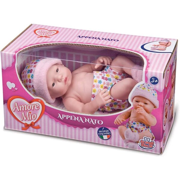 Great Games Amore Mio Neugeborenenpuppe für Mädchen, 18 cm, mit Zubehör