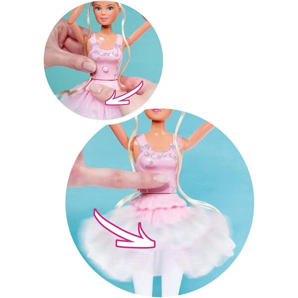 Steffi Love Dancing Ballerinas 29cm con Rock Girevole e Amico Animale, Giocattolo Bambini 3+