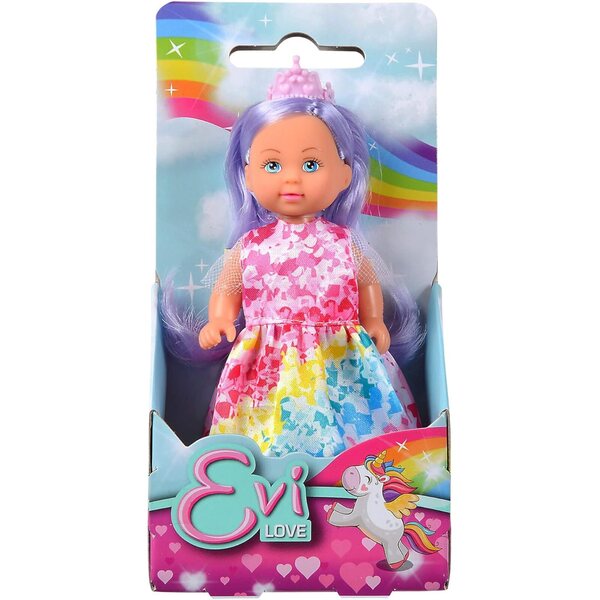 Evi Love Princess Regenbogenpuppe mit gefärbten Haaren 12 cm für Kinder ab 3 Jahren