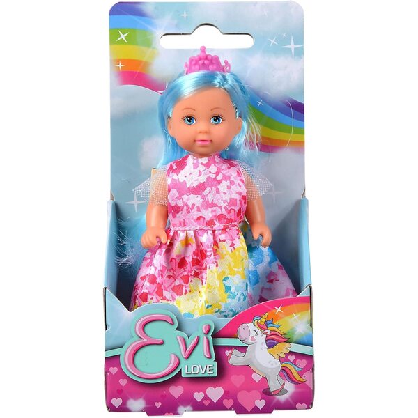 Evi Love Princess Regenbogenpuppe mit gefärbten Haaren 12 cm für Kinder ab 3 Jahren