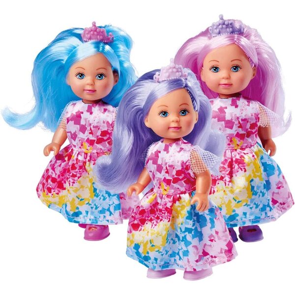 Evi Love Princess Regenbogenpuppe mit gefärbten Haaren 12 cm für Kinder ab 3 Jahren