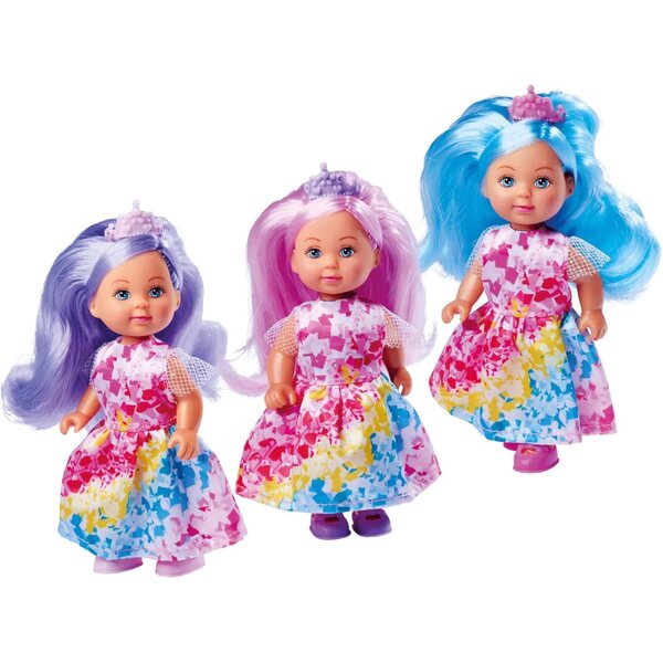 Evi Love Princess Regenbogenpuppe mit gefärbten Haaren 12 cm für Kinder ab 3 Jahren