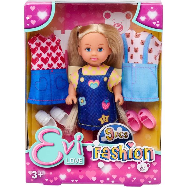 Simba Evi Love Fashion bambola 12cm con 3 outfit moda e sneakers per bimbi 3+
