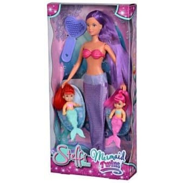 Steffi Love Mermaid Twins - Pupa Sirena 29cm con 2 Baby Sirenette, dai 3 anni
