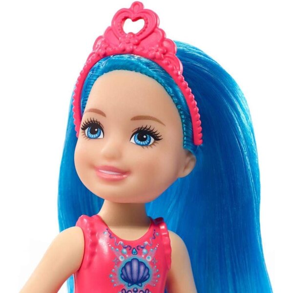 Barbie Dreamtopia Chelsea mit blauen Haaren 13 cm – Fantasy-Meerjungfrau-Puppe