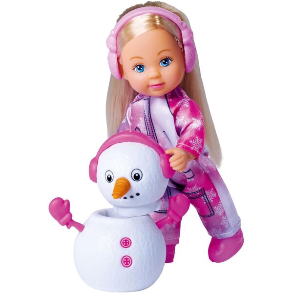 Simba Evi Love Snow: Mini-Pupa 12cm con Pupazzo di Neve da Montare per Bambini 3+
