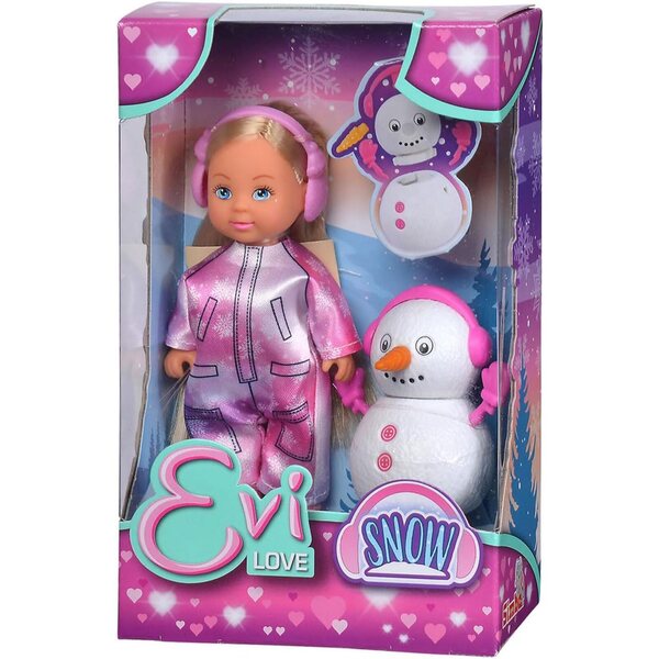 Simba Evi Love Snow: Mini-Pupa 12cm con Pupazzo di Neve da Montare per Bambini 3+
