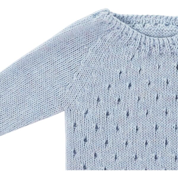 Miniland Strickpyjama blau für 38-cm-Puppen aus recyceltem Stoff, hergestellt in Spanien