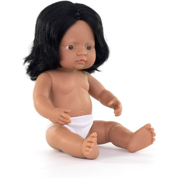 Miniland Babypuppe Südamerikaner 38 cm aus weichem Vinyl, Vanilleduft