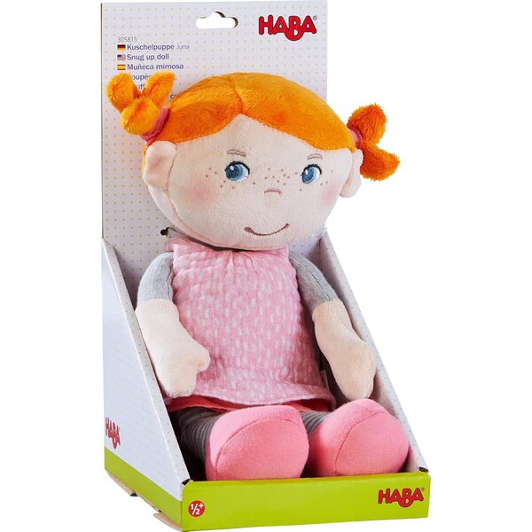 HABA Kuschelpuppe Juna in morbido tessuto, ideale per neonati da 6 mesi in su
