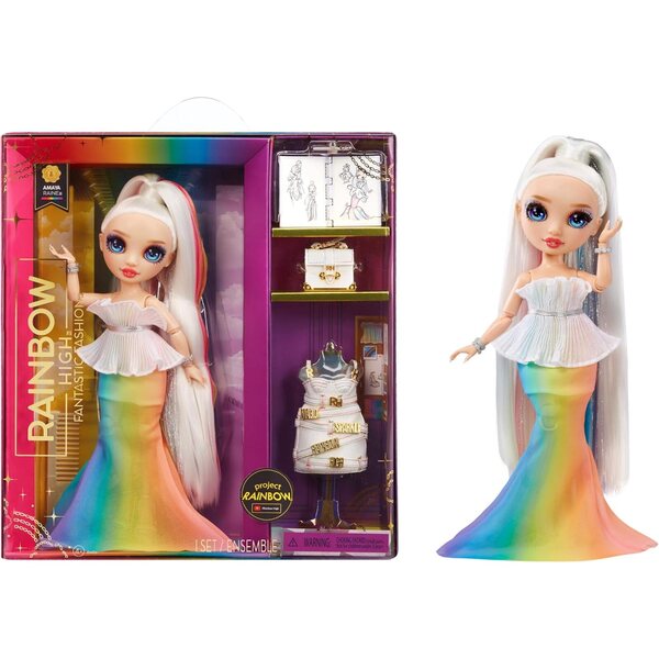 Rainbow High Fantastic Fashion Amaya Raine - Pupa с 2 тоалета и аксесоари за деца 4-12 години