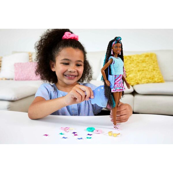 Barbie Totally Hair Puppe mit über 15 bunten und farbwechselnden Haaraccessoires