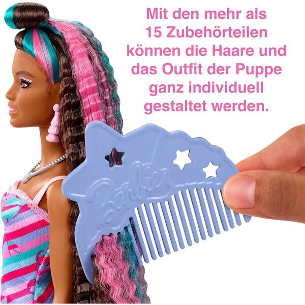 Barbie Totally Hair Puppe mit über 15 bunten und farbwechselnden Haaraccessoires