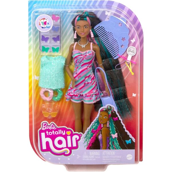 Barbie Totally Hair Puppe mit über 15 bunten und farbwechselnden Haaraccessoires