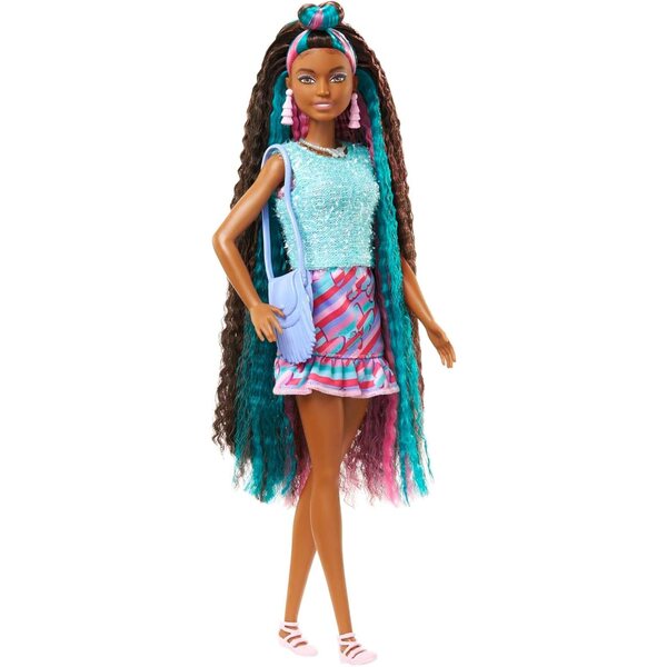 Barbie Totally Hair Puppe mit über 15 bunten und farbwechselnden Haaraccessoires
