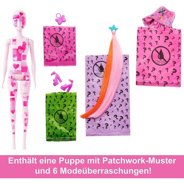 Barbie Color Reveal Totally Denim mit 6 Überraschungen und Haarfarbenwechsel für Kinder