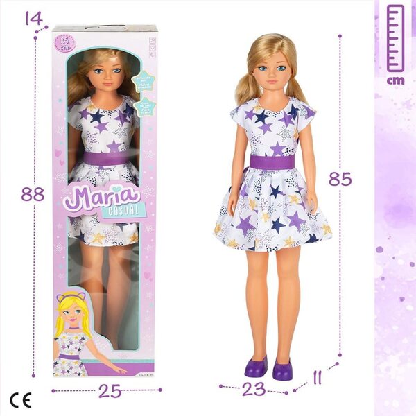 ColorBaby Maria Poupée groß 85 cm mit blonden Haaren, Sternenkleid und beweglichen Gelenken