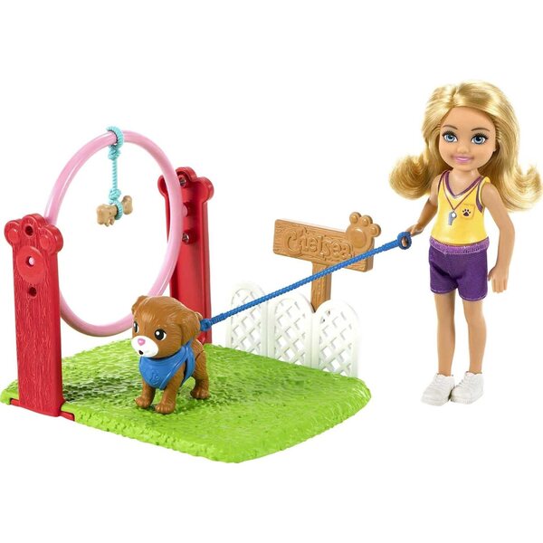 Barbie Chelsea Set mit Puppen- und Hundetrainingszubehör, 3+ Spiele