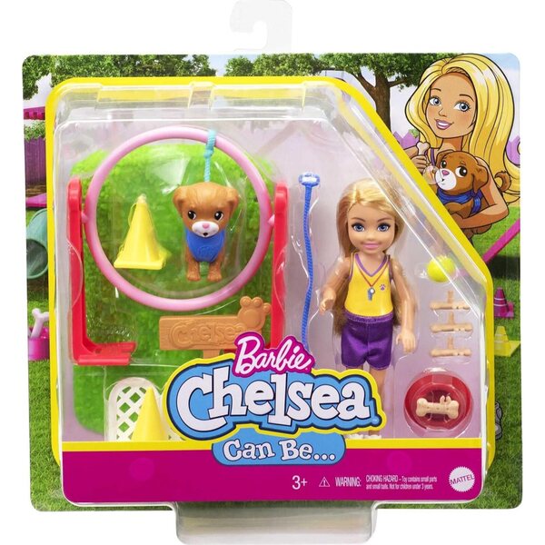 Barbie Chelsea Set mit Puppen- und Hundetrainingszubehör, 3+ Spiele