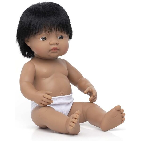Miniland Babypuppe südamerikanischer Mann 38 cm aus weichem und flexiblem Vinyl