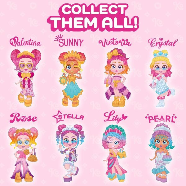 KOOKYLOOS Golden Gala Pearl Series: Puppe con 3 volti, vestiti alla moda e accessori esclusivi