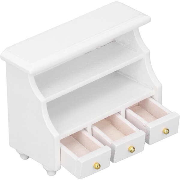 Comodino in legno bianco per casa delle bambole 1:12 - Kikumi miniatura realistica