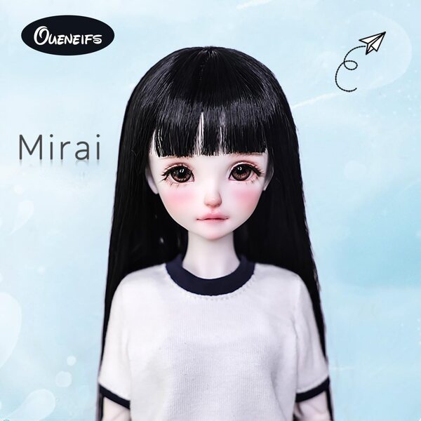 Oueneifs Mirai 1/5 BJD-Puppe in resina con capelli neri e dettagli realistici per collezionisti