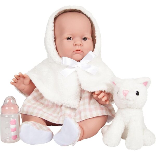 JC Toys Pupa Newborn 46 cm mit rosa Kleid, Accessoires und Stofftieren für Mädchen
