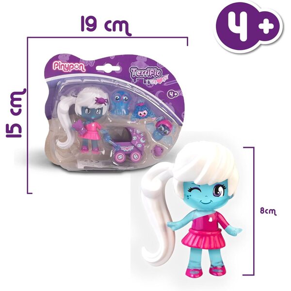 Pinypon Terrific My Monsters & Me Set mit Puppe und 3 leuchtenden Monstern