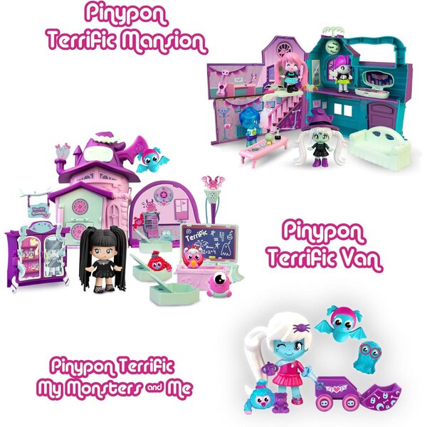 Pinypon Terrific My Monsters & Me Set mit Puppe und 3 leuchtenden Monstern