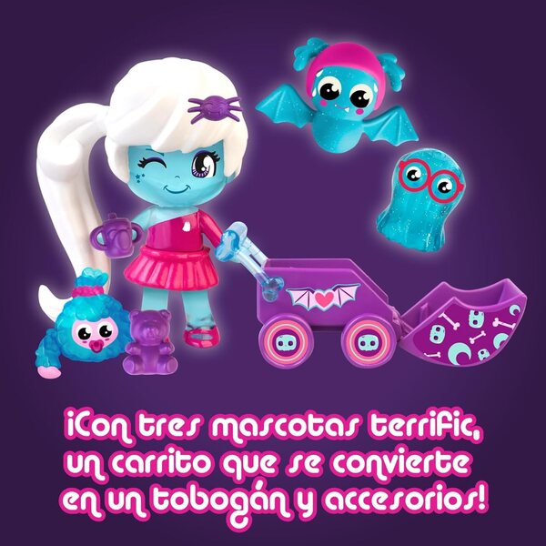 Pinypon Terrific My Monsters & Me Set mit Puppe und 3 leuchtenden Monstern