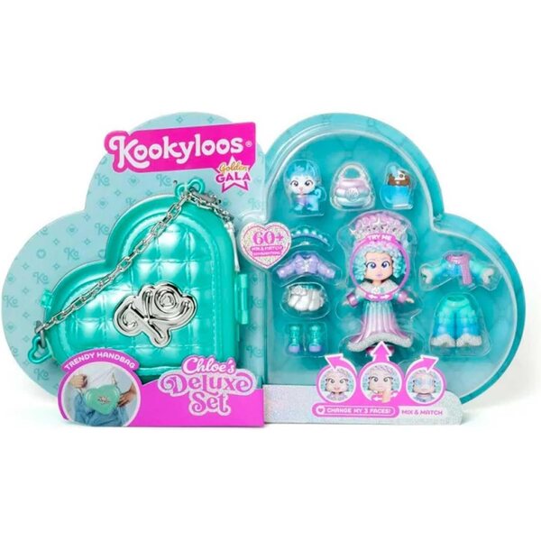 KOOKYLOOS Golden Gala Chloe'S Deluxe Set mit 3 Outfits, Accessoires und Herztasche