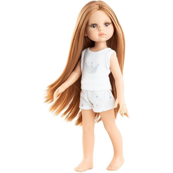 Paola Reina Amigas Christi Poupée 32 cm avec cheveux brun-rouge et pyjama