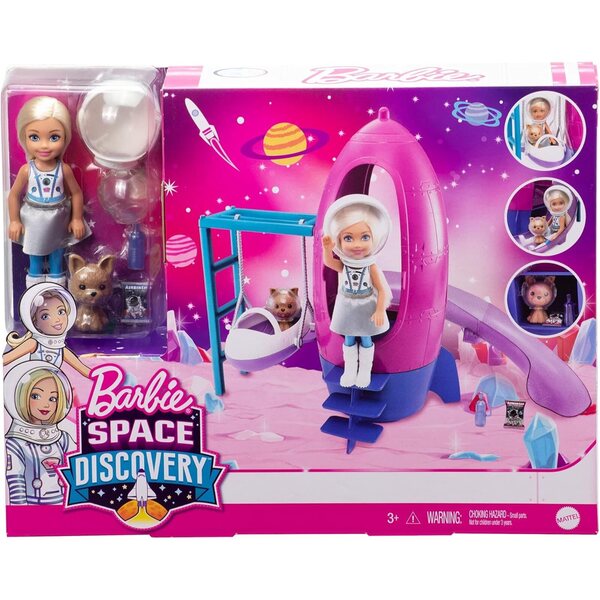 Barbie Chelsea Space Discovery mit Rakete und Welpe für Kinder von 3–7 Jahren