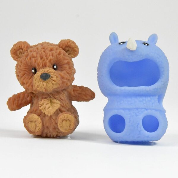 Set 4 Orsetti TPR 7 cm con Vestiti Animali: Volpe, Leone, Elefante, Rinoceronte