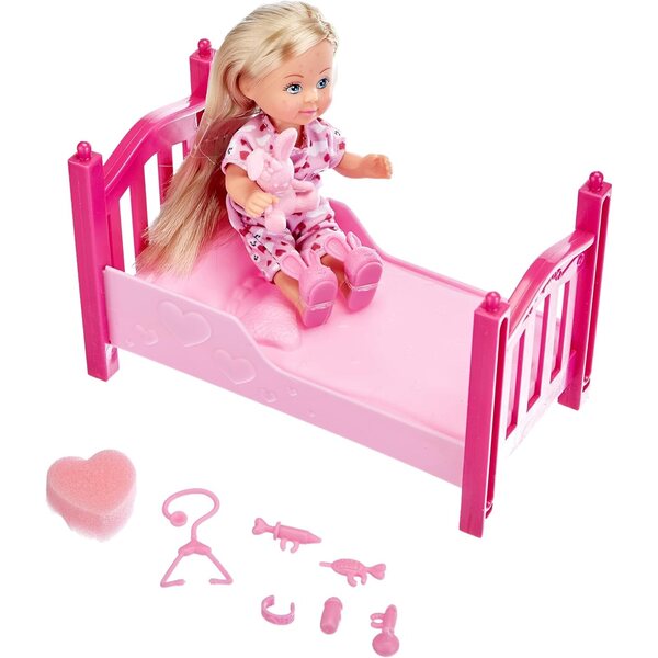 Evi Love Poupée mit Windpocken 12 cm mit Bett und Zubehör für Kinder ab 3 Jahren