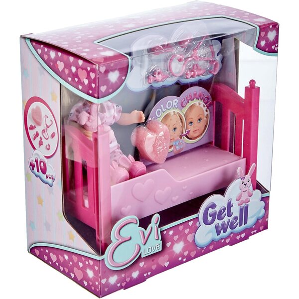 Evi Love Poupée mit Windpocken 12 cm mit Bett und Zubehör für Kinder ab 3 Jahren