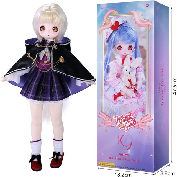 Puppe mit Kugelgelenk 1/4 BJD Clara 40 cm mit Peruca-Kleidung und Schuhen für Mädchen