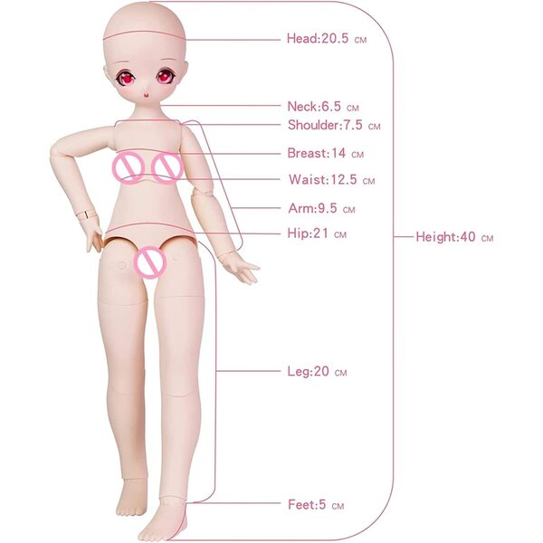 Puppe mit Kugelgelenk 1/4 BJD Clara 40 cm mit Peruca-Kleidung und Schuhen für Mädchen