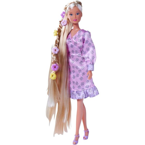 Steffi Love Flower Hair 29cm con Capelli Extra Lunghi e 6 Clip per Bambini 3+