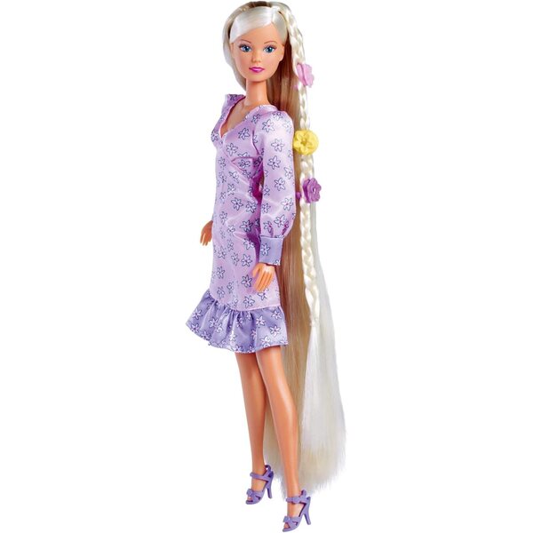 Steffi Love Flower Hair 29cm con Capelli Extra Lunghi e 6 Clip per Bambini 3+