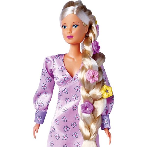 Steffi Love Flower Hair 29cm con Capelli Extra Lunghi e 6 Clip per Bambini 3+