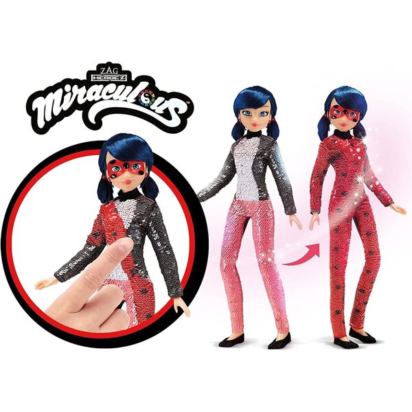 Miraculous Ladybug Pupazzo con Costume Paillettes Trasformabile e Accessori