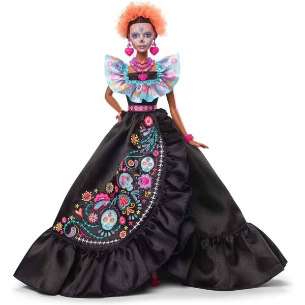 Barbie Signature 2024 Día De Muertos im schwarzen Kleid mit bunter Stickerei und festlichen Accessoires