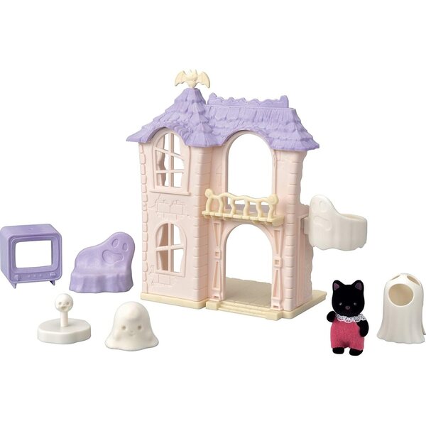 Sylvanian Families Gruseliges Spukhaus gioco con ascensore e gatto fantasma