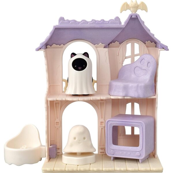 Sylvanian Families Gruseliges Spukhaus gioco con ascensore e gatto fantasma