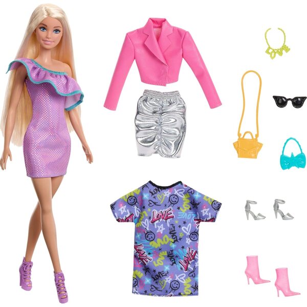 Barbie Fashionista con 3 Completi Notte e Accessori per immaginazione creativa