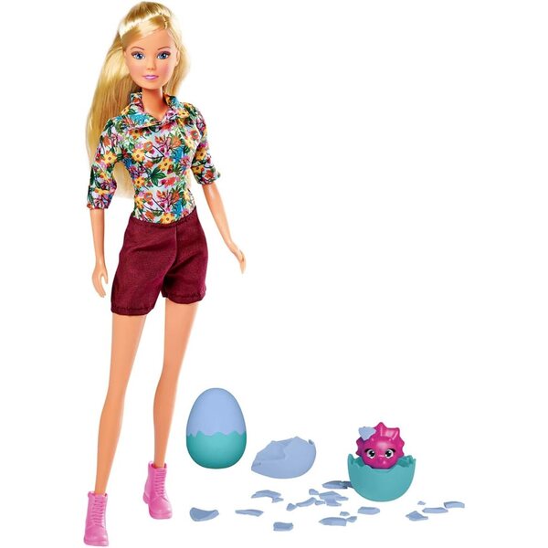 Steffi Love Dino Surprise - Bambola da vestire con uova di dinosauro, 29 cm, da 3 anni